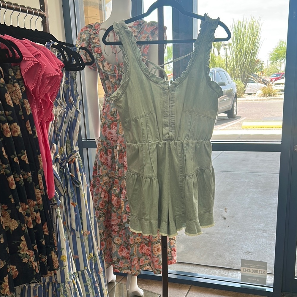 Green Sleeveless Romper
